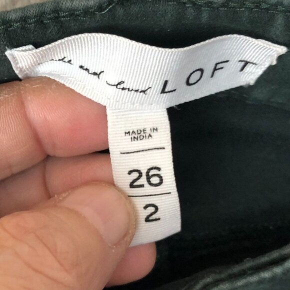 LOFT Womens Pants Size 26/2 Ankle Skinny Casual Classic Green Travel Low Rise - Picture 7 of 11